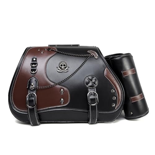 Motorcycle Saddlebags Large Capacity Side Saddle Bags Waterproof Tool Bag with Cup Holder Punk Vintage Universal Motorcycle Luggage Bag Tail Bag 2Pcs (FBG360BK) - color: FBG360BK