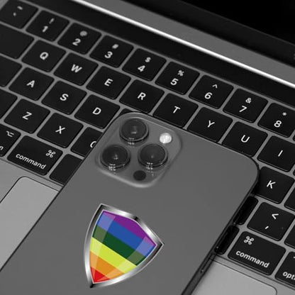 Pride Rainbow Flag Decal Sticker - Gay LGBTQ Flags Shield Shape Reflective Vinyl Car Stickers - for Car Window Bumper Laptop Waterproof Sticker (5Pcs) - color: Main Rainbow
