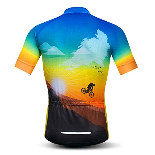 Cycling Jerseys Men,Mountain Bike Jersey Summer Short Sleeve Breathable Bicycle Tops Riding Bike Shirts Quick Dry - color: Cf0062, size: Large