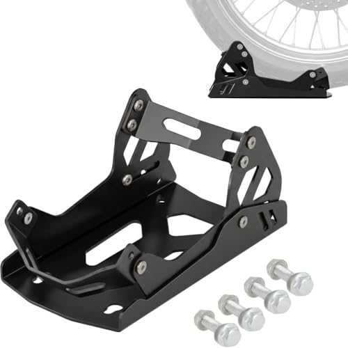 Motorcycle Wheel Chock for Transportation,Portable Adjustable 1800 lbs Capacity Special Front Tire Stand for 8"-21" Wheel Universal for Most Crusier Sports Dirt Bikes Trailer Truck - color: Black