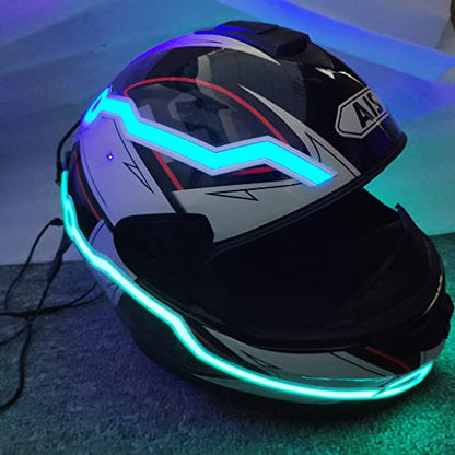 You Glow Girl Helmet EL Light Bar, LED Motorcycle Helmet Light Strip, Night Riding Signal, 3 Modes, Easy Install, Ice Blue - color: Ice blue