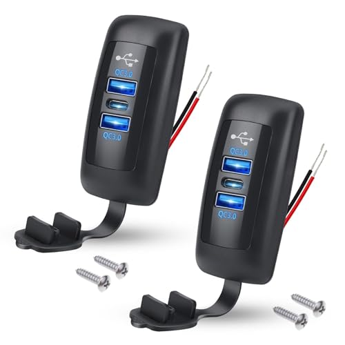 Linkstyle 2PCS RV USB Outlet, Dual 18W QC3.0 USB-A Ports & 30W PD3.0 Port Charger Socket with Waterproof Cover for 12V/24V Car Marine