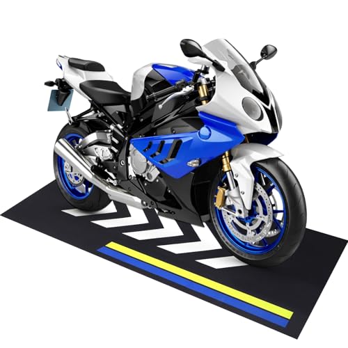 Drydiet 98 x 40 Inch Motorcycle Mat Garage Floor Rug Washable Parking Mats for Garage Floors Non Slip Oil Absorbent Pad Rubber Backing Layer Protects Floor from Spills Drips(Arrow Style) - size: 98 x 40 Inch, style: Arrow Style