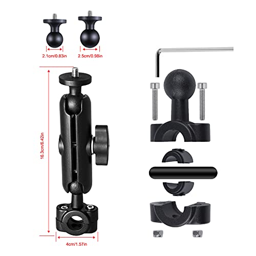 360° Dash Cam Mount for Gopro Hero 9 8 7 6 5 4 Session, Motorcycle UTV ATV Rearview Mirror Stand, Sports Camera Bracket, Bicycle Action Camera Clamp Holder for SJCAM Canon DSLR Action Camera