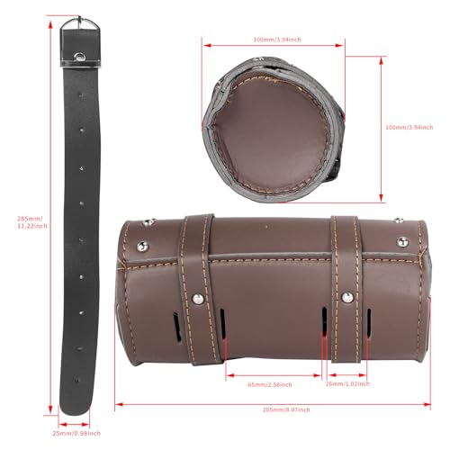 Motorcycle Cruiser Tool Bag Fork Front Fork Bag Waterproof Handlebar Motorcycle Saddlebag Fit for Honda Suzuki Yamaha (Brown)