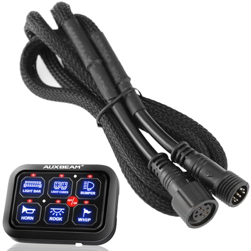 Auxbeam Extension Wiring Harness for 6 Gang Switch Panel BC60, GC60, Switch Controller Extended Wire Line, 1.2m/47 inch - style: For 6 Gang Switch Panel