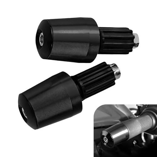 2 PCS Motorcycle Handlebar End Caps, Aluminum Alloy 7/8" 22mm Bar End Plugs, Wear-resistant Handlebar Plugs, Universal for Most Motorcycles, Scooters, Dirt Bikes (Black) - color: Black