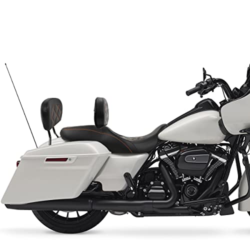 C.C. RIDER Rider Backrest Pad, Rider Sissy Bar fit for Harley 2009-later Touring Road King Street Glide Road Glide CVO Custom Bikes - color: Rider Backrest Black Orange