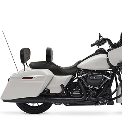 C.C. RIDER Rider Backrest Pad, Rider Sissy Bar fit for Harley 2009-later Touring Road King Street Glide Road Glide CVO Custom Bikes - color: Rider Backrest Black Orange