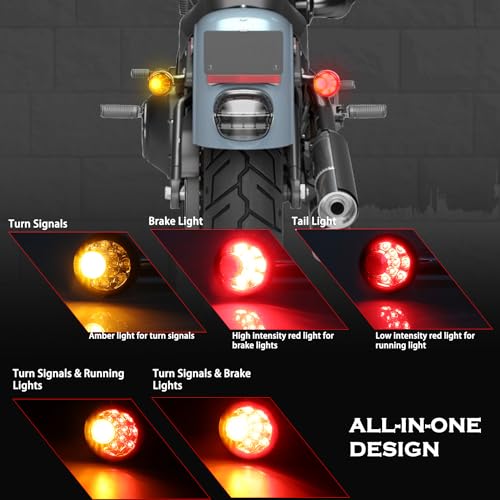 Universal Smoked Bullet Front Rear LED Turn Signals, Motorcycle Brake Taillights 12V Tail Lights Compatible with Halrey Sportster XL1200 Iron 883 Touring Dyna - 2Pcs - color: Black