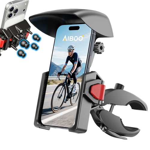 Motorcycle Phone Mount,[1s Auto Lock & Vibration Dampener]Anti-Shake Handlebar Cell Phone Clamp,360° Rotation Bike Phone Holder for iPhone 17 16 Pro Max, Samsung Galaxy S25 Ultra, 4.7-7.2" Smartphones
