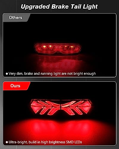 NTHREEAUTO LED Brake Tail Light Sequential Turn Signals Motorcycle Rear Taillight Compatible with Honda Grom MSX125 CB650F CB650R CBR650F CTX700N (Smoked Lens)