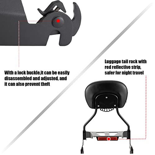 Kinglemc Sissy Bar backrest Luggage Rack for Harley Sportster XL883 XL1200 883 1200 Iron Superlow with Lock with Docking Hardware (Black) - color: Black