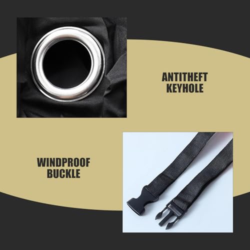 Motorcycle Cover, 96.5" Heavy Duty Motorcycle Cover Waterproof Outdoor, Full Cover with Lock Holes Windproof Security System & Storage Bag, Universal for Motorcycles Bikes (Black)