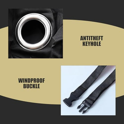 Motorcycle Cover, 96.5" Heavy Duty Motorcycle Cover Waterproof Outdoor, Full Cover with Lock Holes Windproof Security System & Storage Bag, Universal for Motorcycles Bikes (Black)