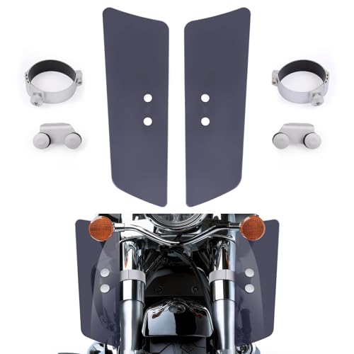 Motorcycle Fork Deflectors, Front Fork Wind Deflector Shield for Honda Shadow VT1100 VT750 VTX1300, for Kawasaki Vulcan Classic VN1500, for Yamaha V-Star XV950 XVS1100 XVS1300 (Smoke) - color: Smoke
