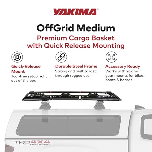 Yakima OffGrid Cargo Basket Steel Rooftop Carrier, Medium Size - Vehicle Roof Rack with Fairing, Quick Release Mount, and Universal Fit for Cars, SUVs, and Trucks - size: Medium