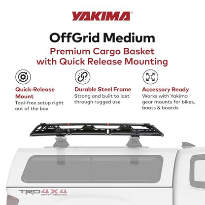 Yakima OffGrid Cargo Basket Steel Rooftop Carrier, Medium Size - Vehicle Roof Rack with Fairing, Quick Release Mount, and Universal Fit for Cars, SUVs, and Trucks - size: Medium