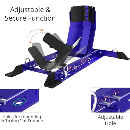 GRAND PITSTOP Universal Wheel Chock for Motorcycle Stand for Trailer Completely Adjustable Detachable Foldable Wheel Chock (Blue)