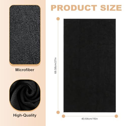 Puomue 6 Pack Black Salon Towels, Super Soft and Absorbent Microfiber Hair Towel for Salon, Bath, Spa, Pool and Home, 27 inch X 16 inch, Black - color: Black - 6 Pack