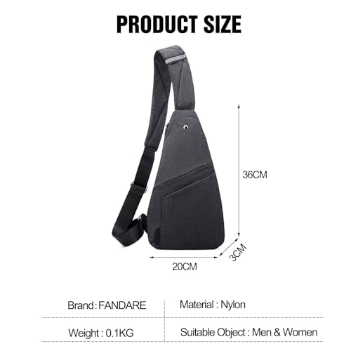FANDARE Lightweight Sling Bag Men Chest Pack with Reflective Strips Women Versatile Motorcycle Crossbody Bags Cover Shoulder Carry Body Wallet for Hiking Running Outdoor Travel Daypacks Black Grey - color: Black Grey