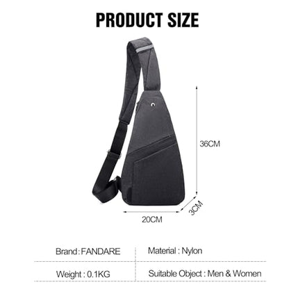 FANDARE Lightweight Sling Bag Men Chest Pack with Reflective Strips Women Versatile Motorcycle Crossbody Bags Cover Shoulder Carry Body Wallet for Hiking Running Outdoor Travel Daypacks Black Grey - color: Black Grey