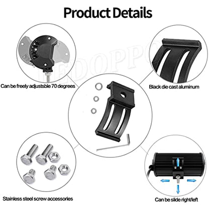 Slide Mounting Bracket LED Bar Base Mounting Brackets Universal Adjustable Side Bracket Kit for Most Work Lights Pod Lights from 4 inch up to 52 inch (Pack of 2) - size: Light Bar Adjust Bracket-Double