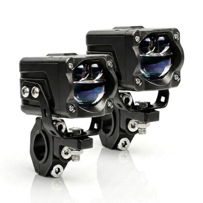 Motorcycle LED Auxiliary Lights, 7 Modes White/Amber Fog Driving Spotlights with Wiring Harness, ACC Control, High Beam Linkage, and 360° Mount Brackets for Motorcycle E-Bike ATV UTV Truck, 2Pcs - size: 2.2''x3.5‘’