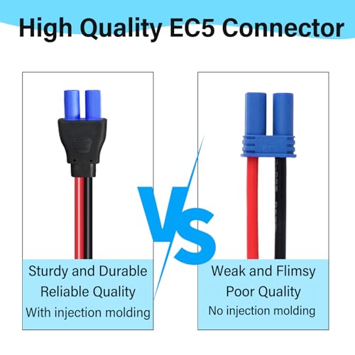 10AWG EC5 Jump Starter Cable with Battery Clamps,12V Alligator Clips to EC5 Connector Extension Charging Cable for Emergency Car Jump Starter Booster.(2FT) - size: Alligator Clip to EC5