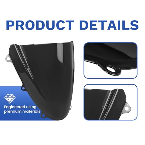 Motorcycle Windscreen Windshield Replacement for Suzuki GSXR600 GSXR750 GSXR 600 GSXR 750 2011-2025 GSX-R600Z GSX-R750Z 2022 2023 2024 2025 PC Windscreen Double Bubble (Black) - color: black