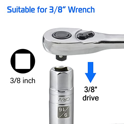 9/16-inch Magnetic Spark Plug Socket 3/8-inch Drive 6-Point Powerful Magnet Retains Spark Plugs Chrome Vanadium Steel - size: 9/16-inch
