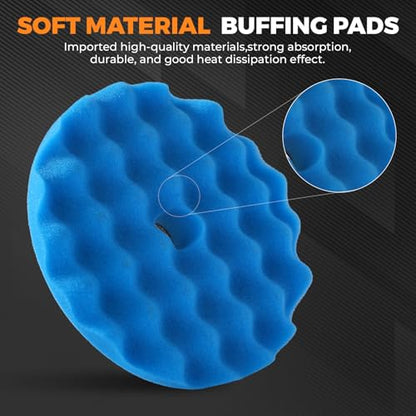 Buffing Pads Polishing Pads Kit,7 Pcs 6"(150mm), Sponge Polishing Pads with Wool Pad Kit, Car Polisher, Car Detailing Kit, Polishing Pad Kit for Car Buffer Compounding, Polish and Wax.