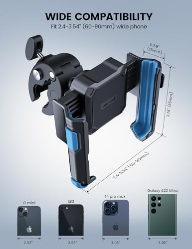 Lamicall Motorcycle Phone Mount Holder - [Camera Friendly] [1s Lock] Bike Phone Holder Handlebar Clamp, Bicycle Scooter Phone Clip, for iPhone Air, 17, 16, 15 Pro Max, Galaxy S25, 4.7-7" Phones, Blue - color: Blue