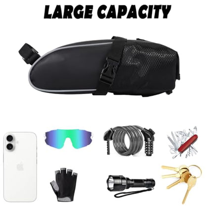 ITSCOOL Bike Saddle Seat Bag Waterproof Bicycle Accessories Under Seat Storage Pouch Reflective Cycling Wedge Pack for Mountain Road Bike MTB