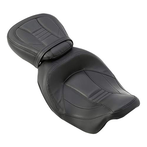 Motorcycle Seat For Harley SLMOTO Low-Profile 2-Up Seat Detachable Rider Passenger Pillion Leather Seat For Touring Road King Street Glide Road Glide Electra Glide CVO 2009-2023 - color: Style A Black