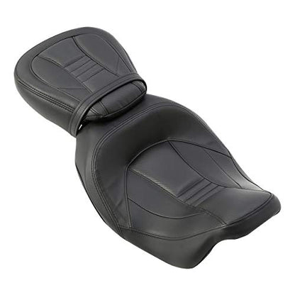 Motorcycle Seat For Harley SLMOTO Low-Profile 2-Up Seat Detachable Rider Passenger Pillion Leather Seat For Touring Road King Street Glide Road Glide Electra Glide CVO 2009-2023 - color: Style A Black