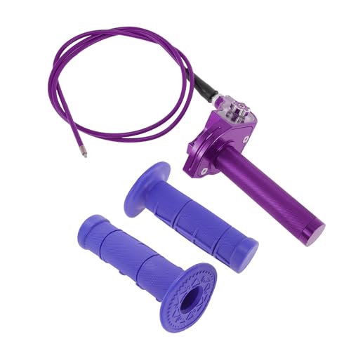22mm Throttle Grip with 120cm Purple Throttle Cable 1 Pair Checkered Purple Handle Cover Screw Accessories Plastic Aluminum Alloy Purple - color: Purple