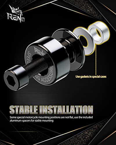 RENO SP1-M6 Aluminum Motorcycle Swingarm Spools Slider PRO, Universal 6MM Compatible with YZF R1 LE R1M R1S R3 FZS1000 FZ1 R6 R6S R7 R9 600R RSV4 RS 125 250 600 (Black, 2 Pcs) - color: Aluminum (smooth), size: 6MM