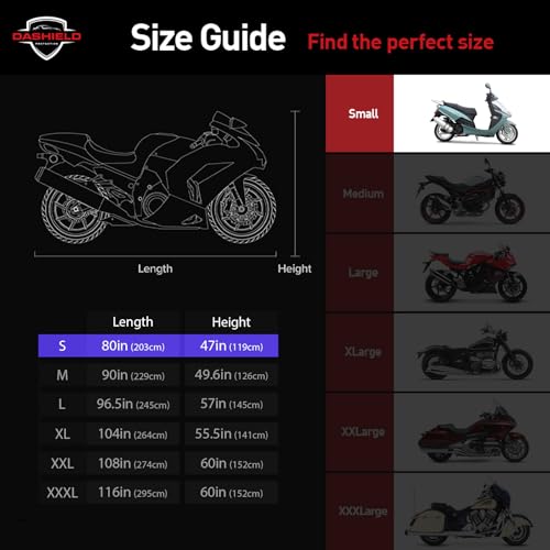Lightweight Motorcycle Cover with Air Vents, All Season Water Resistant, Dust, UV Protection, Universal Indoor/Outdoor Scooter Cover (S) - size: S