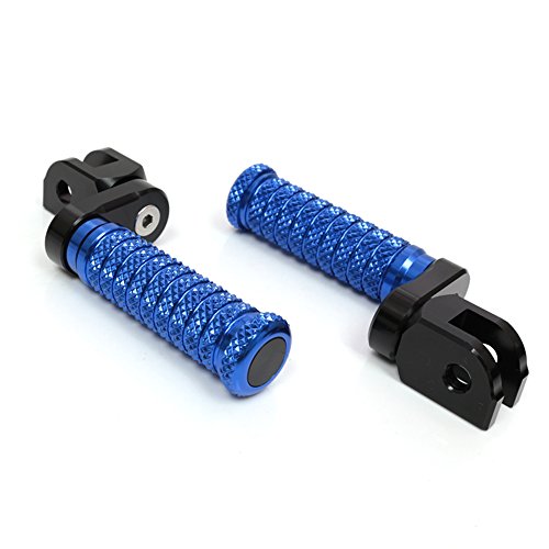 MC MOTOPARTS POLE Blue CNC 25mm Extension Riser Front Foot Pegs Compatible with YZF R3 2015-2017 - color: Blue, size: 25 mm Extension