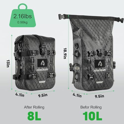 Motorcycle Crash Bar Bag Waterproof Storage Capacity 6L/8L Bumper pack Fender pouch Universal motor kit bags (8L Black Imitation Carbon Fiber) - color: 8L Black Imitation Carbon Fiber