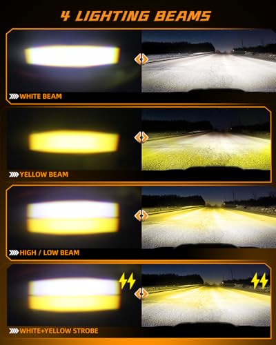 CO LIGHT 4Pcs Low Profile LED Grille Lights with Lens, Dual Color White & Yellow Hi-Lo Beam, Strobe Auxiliary Fog Lights, 12V-24V Offroad Lamps for Truck Pickup SUV ATV UTV - size: 2pcs