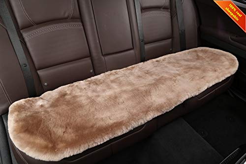 Sheepskin Seat Cushion Cover Wholehide Short Wool Seat Pad Natural Fur Car Seat Covers Universal Fit for Most Car, Truck, SUV, or Van Back Light Tan - color: Light Tan, size: Back Seat (19.6inch*53.5inch)