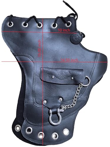 Top Cow Grain Leather, Motorcycle Engine Heat Shield, Universal Fit Saddle Guard with Tool Storage, Black, Gen 3