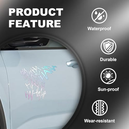 Hahaha Car Stickers Decals, Joker Haha Car Windshield Stickers, Funny Motorcycle Helmet Decal, Evil Auto Body Window Bumper Laptop Cooler Cup Decals Universal for Trucks Motorcycles (Laser) - color: Laser