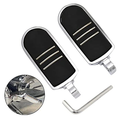 Streamliner Footpegs Foot Rest Compatible with Harley Touring Street Glide Road King Road Glide Electra Glide Sportster Dyna Softail 10mm (StyleA#Chrome) - color: Style A#Chrome