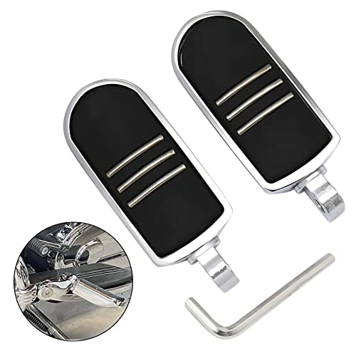 Streamliner Footpegs Foot Rest Compatible with Harley Touring Street Glide Road King Road Glide Electra Glide Sportster Dyna Softail 10mm (StyleA#Chrome) - color: Style A#Chrome