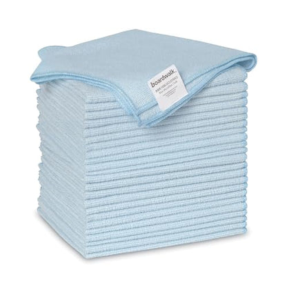 Boardwalk Microfiber Cleaning Cloths, 16 x 16, Blue, 24/Pack