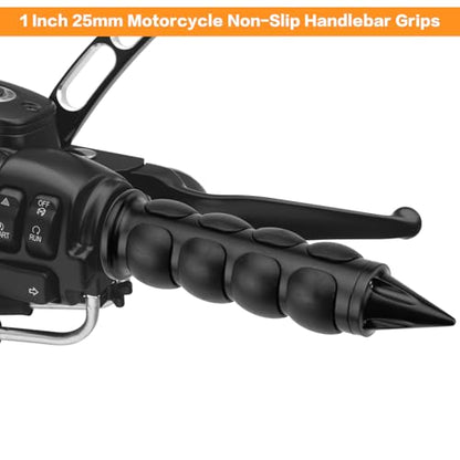 Motorcycle Hand Grips 1 Inch 25MM Handlebar Grip Throttle Non-Slip Universal Compatible with Harley Davidson Dyna Sportster 883 Road King Electra Glide Street Glide - color: Black-D