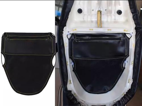 Motorcycle Seat Bag,Motorcycle Under Seat Bag, PU Leather Scooter Under Seat Storage Pouch Bag Organizer Fit For Universal Motorcycles (Black)